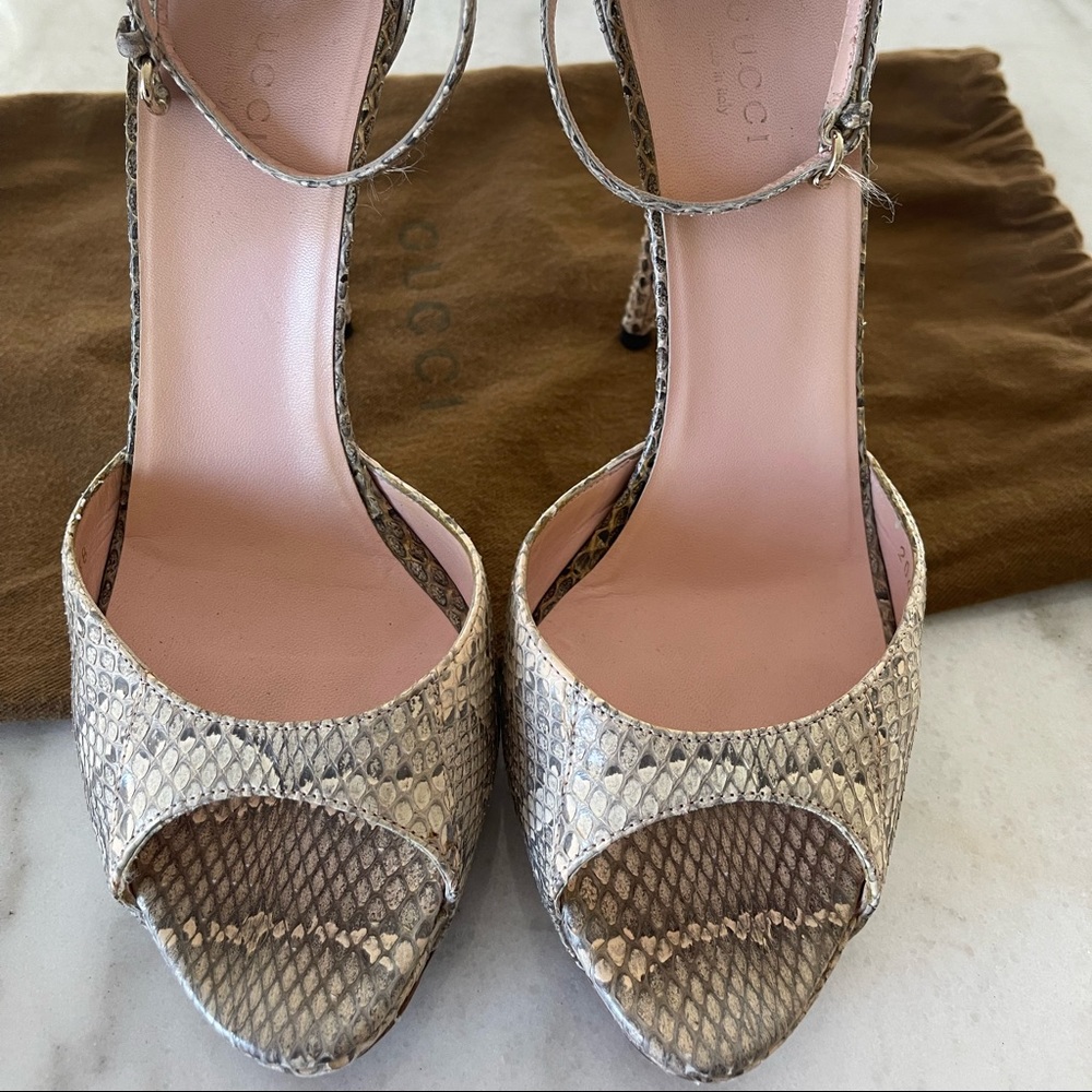 Gucci Python Bamboo Sandal Heel Size 38 - image 5